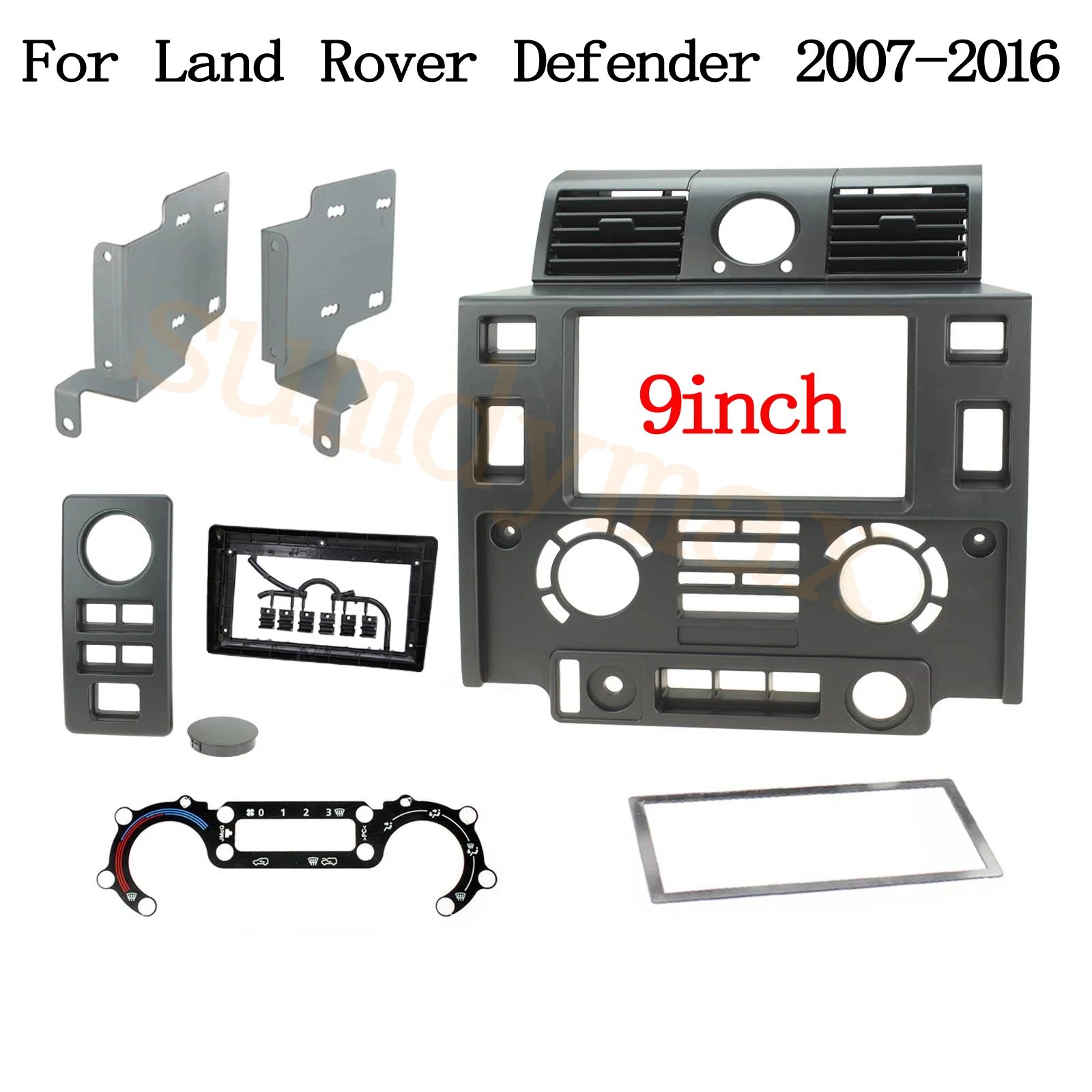 2 Din 9 Inch Car Radio DVD Mp4 GPS ABS PC Plastic Fascia Plane Frame Dash Kit for Land Rover Defender 2007-2016