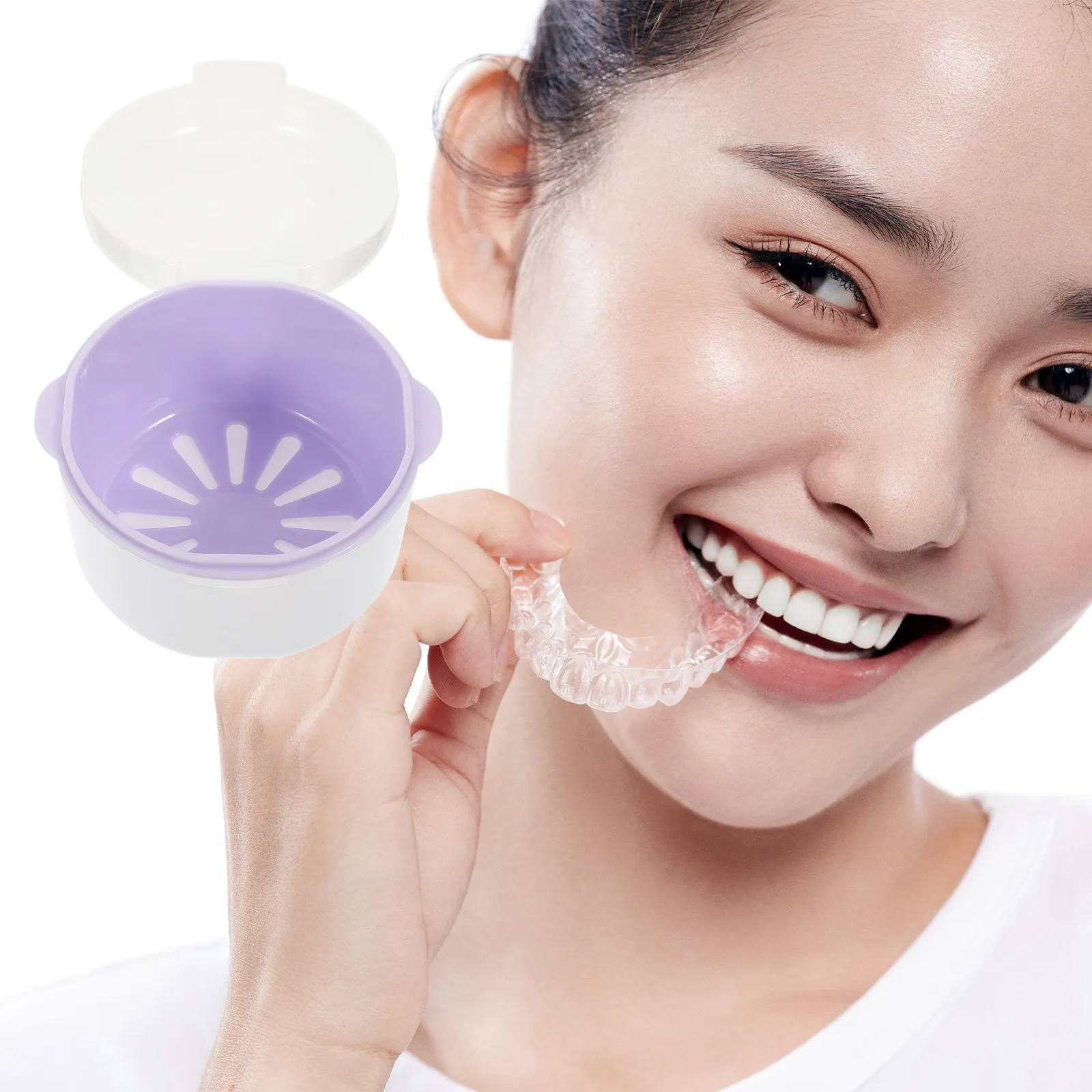 Compact Portable Denture Box Small Orthodontic Retainer Case Travel Braces Container Case Small Brace False Holder