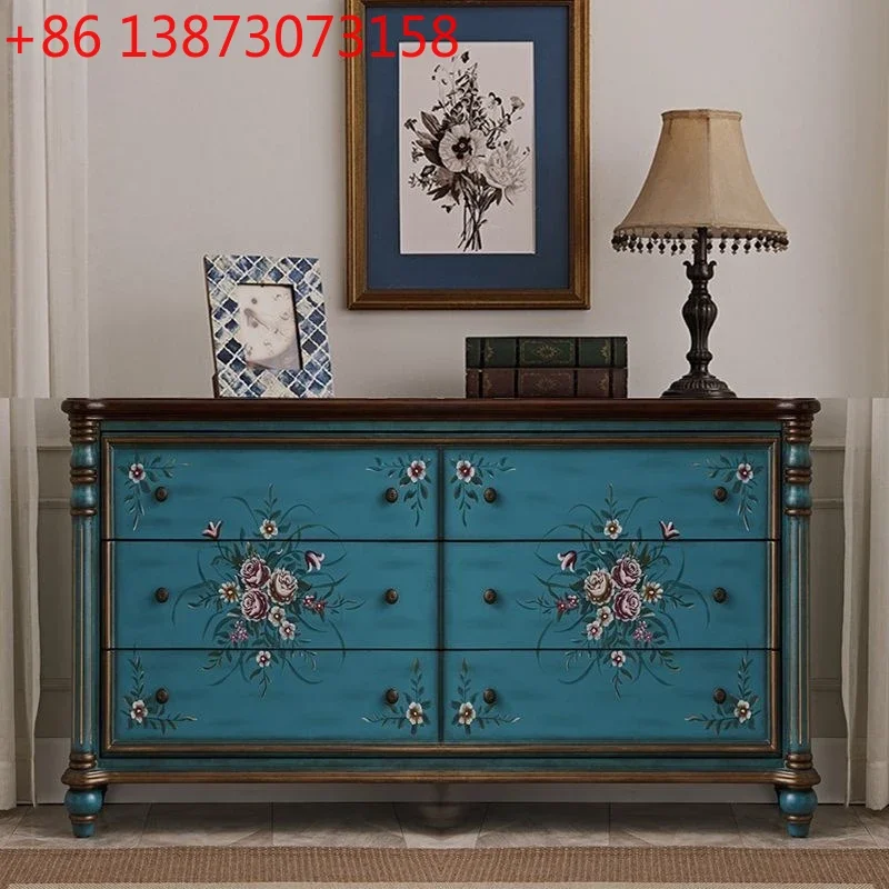 American three four six chest  porch cabinet, European solid wood storage cabinet, locker, large drawer, low cabinet,
