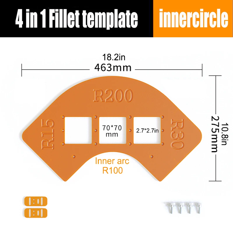 Imagem -05 - Carpintaria Router Canto Radius Modelos Jig R200 R60 R30 R15 R100 Modelo Arco Ângulo Canto Ferramenta Carpintaria