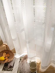 Bedroom Hollow Curtain Gauze Curtain 1PC Japanese Literary Living Room