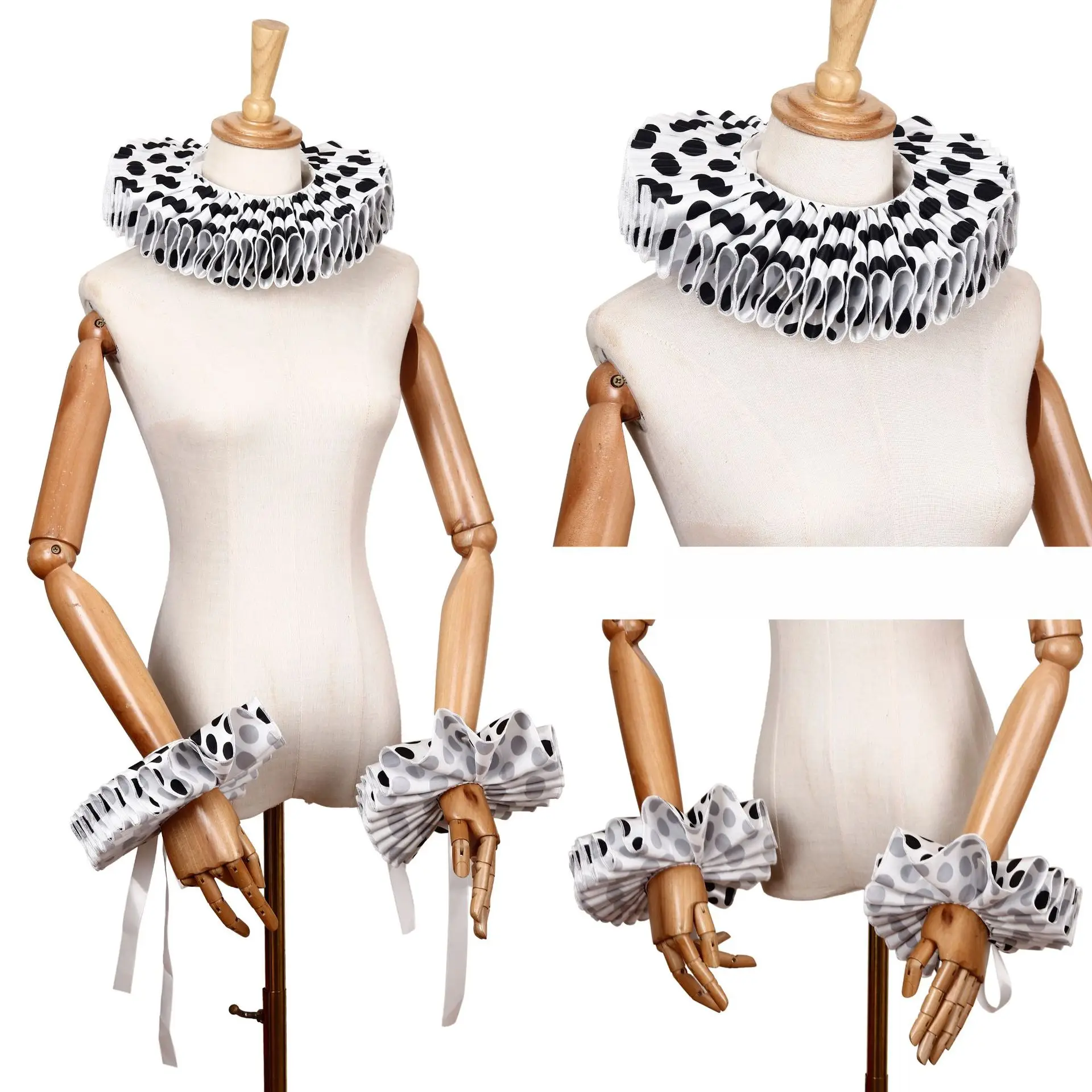 Festive Party Accessory Halloween Decor Fake Collar Set Unisex Ruffle Collar Bracelet