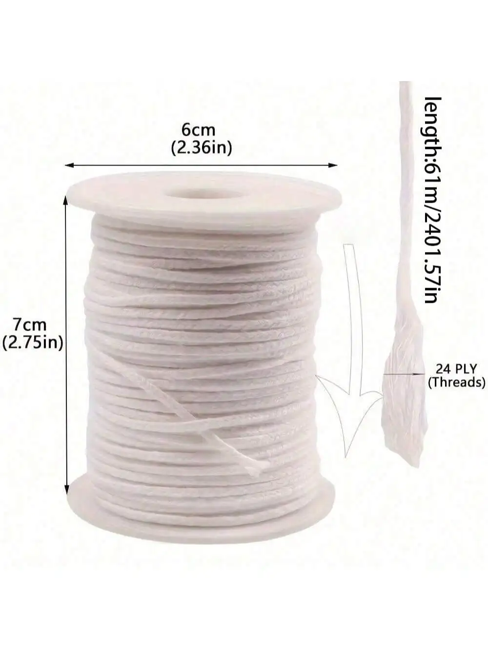 A 2401.57-Inch Smokeless Wick, Suitable for Oil Lamps, DIY Handmade Candle Wicks, Easy to Burn, Candle Making Supplies, Art and