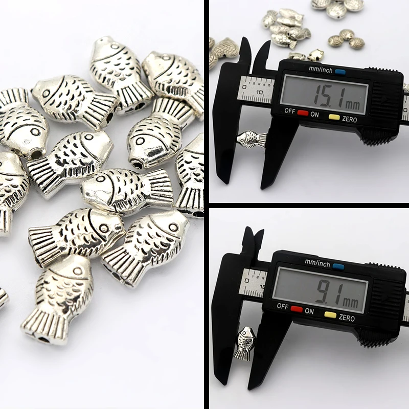 30pcs Mixed Tibetan Silver Small Big Fish Animal Metal Spacer Loose Charm Bead For Jewelry Making Diy Bracelet Accessoreise