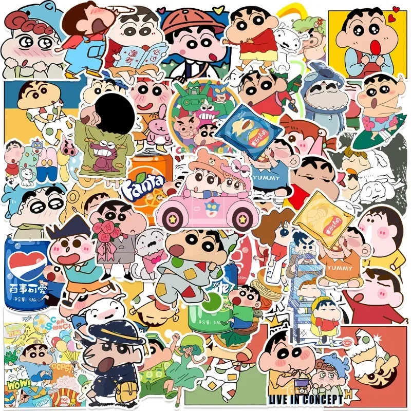 50PCS Cartoon Cute Crayon Shin-chan Stickers Notebook Phone Case Water Cup Luggage Guitar Computer Decoration Stickers Wholesale