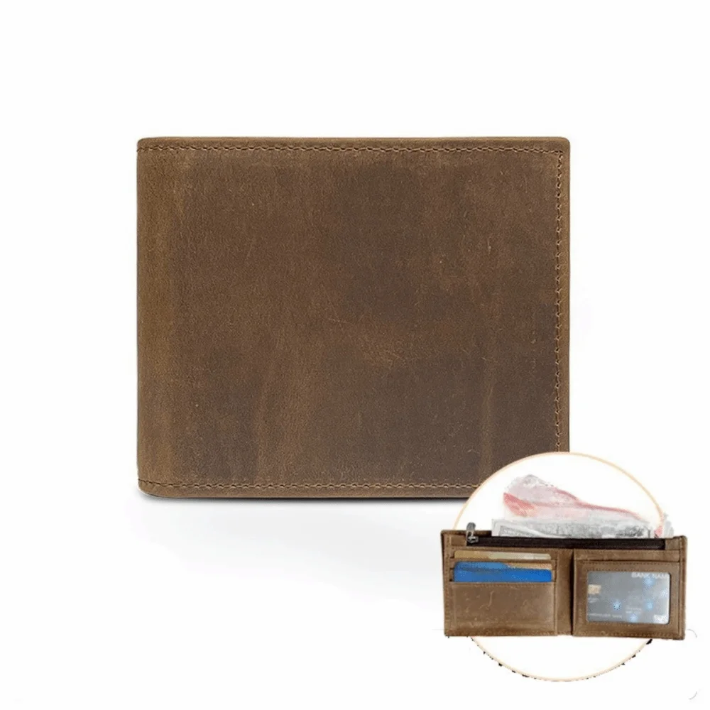 Luxury Vintage Genuine Leather Wallet Multi-Card Slot Slim Design Coin Purse Handmade Lightweight Short Wallet Business