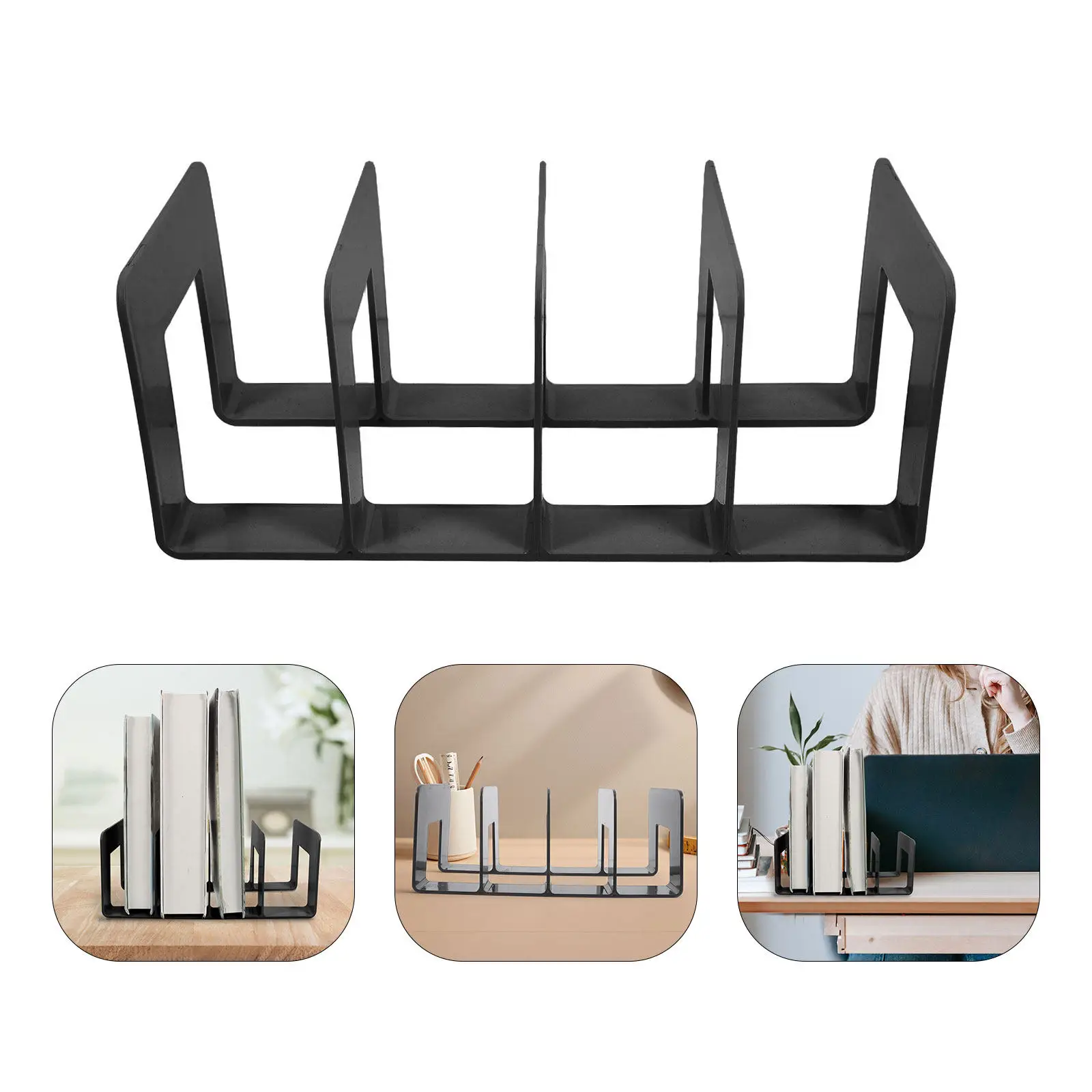 

Book Holder Shelf Desktop Organizer Magazine File Rack Storage Divider Bookends Heavy Duty Office File Organizer for Home Study
