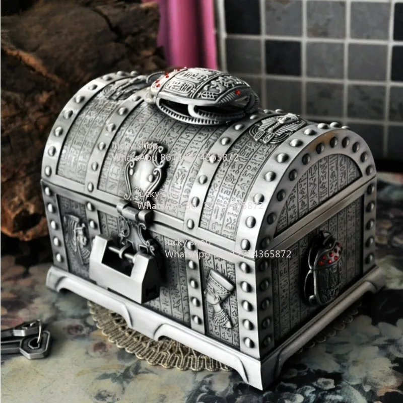 Scarab Lock Double Layer Retro European Princess Jewelry Storage, Jewelry Ring Box