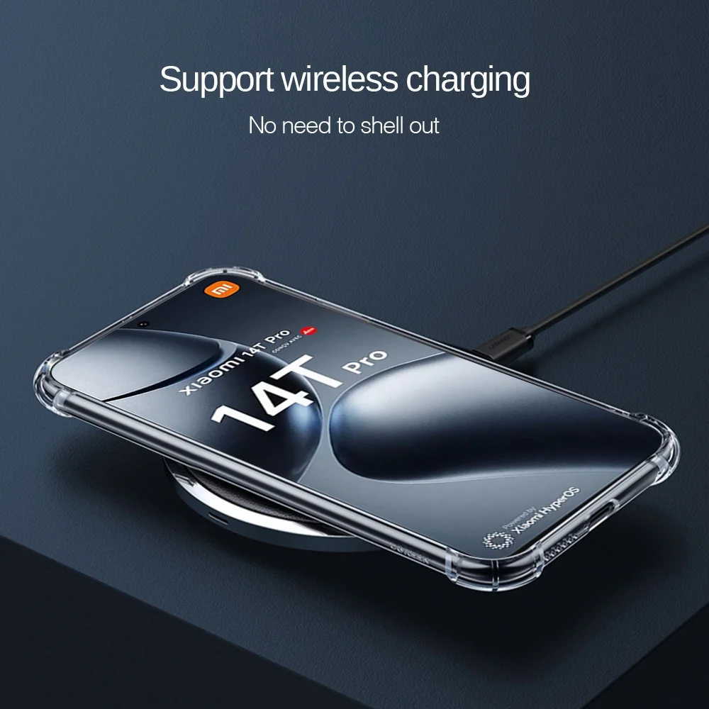 حافظة من السيليكون الشفاف رفيعة للغاية لهاتف Xiaomi 14T Pro 5G وسادة هوائية غطاء خلفي شفاف لهاتف Xiaomi 14T 14 15 T 15T Pro Xiaomi14TPro