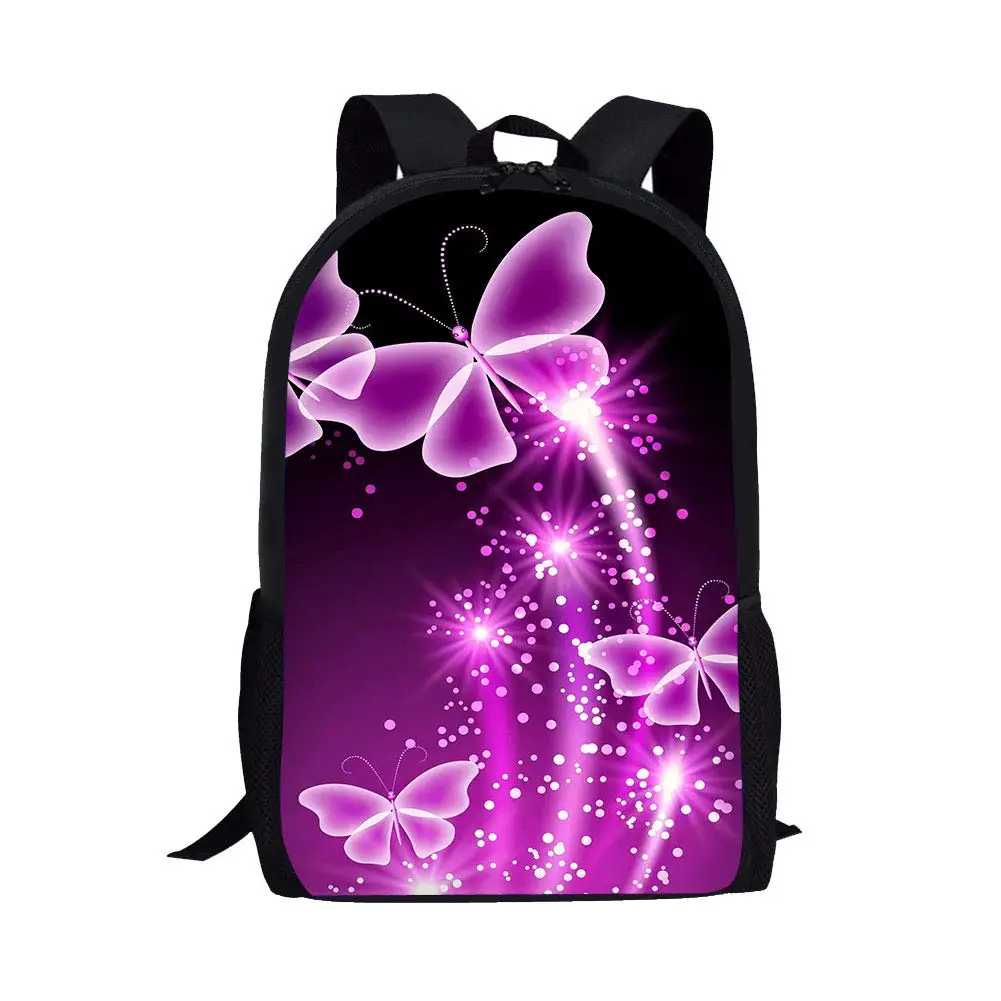 

Bling Purple Butterflies Pattern Backpack Girls Women Students School Bag Backpack for Teenagers Comfortable Primary Bookbags