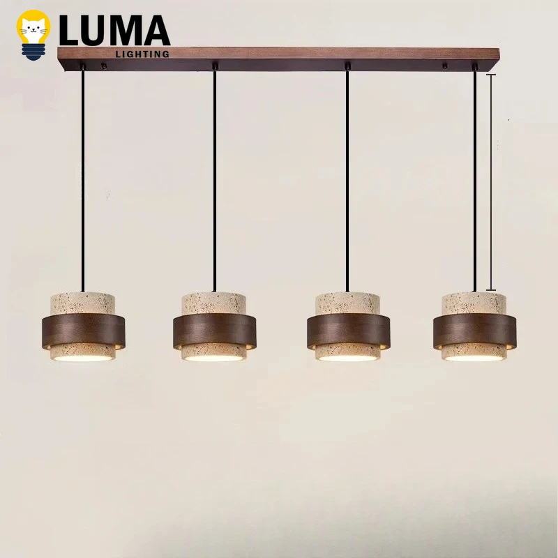 

Wabi Sabi Cave Stone Pendant Lamp, Yellow Travertine Chandeliers E27 Bulb for Kitchen Island Restaurant Diningroom Home Decor