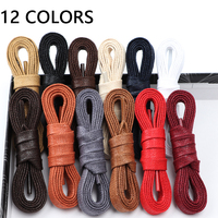 1 Pair Flat Shoelaces Waxed Cotton 0.8CM Width Waterproof Shoe Laces Unisex Boots Casual Sneakers Shoelace Leather Laces Shoes