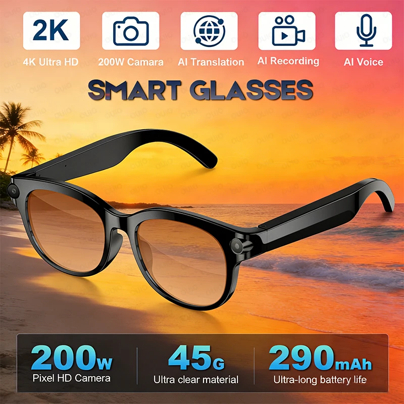 

Al Intelligent Q & A Smart Glasses 200 Вт HD камера видеоперевод голосовой помощник светодиодный фонарик музыкальные умные очки для мужчин и женщин
