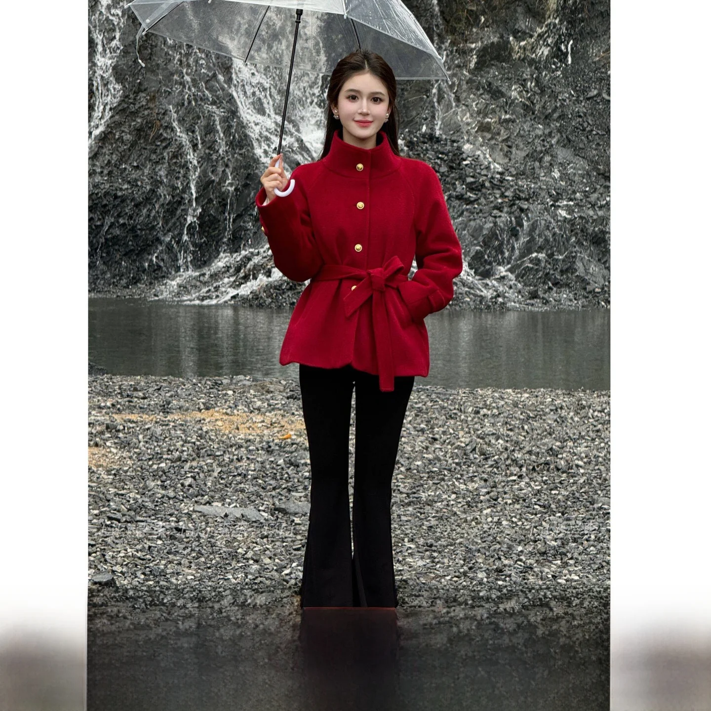 

Модные универсальные брюки-клеш с высокой талией, длинные брюки LILI, женские повседневные брюки из полиэфирного волокна, зима 2024