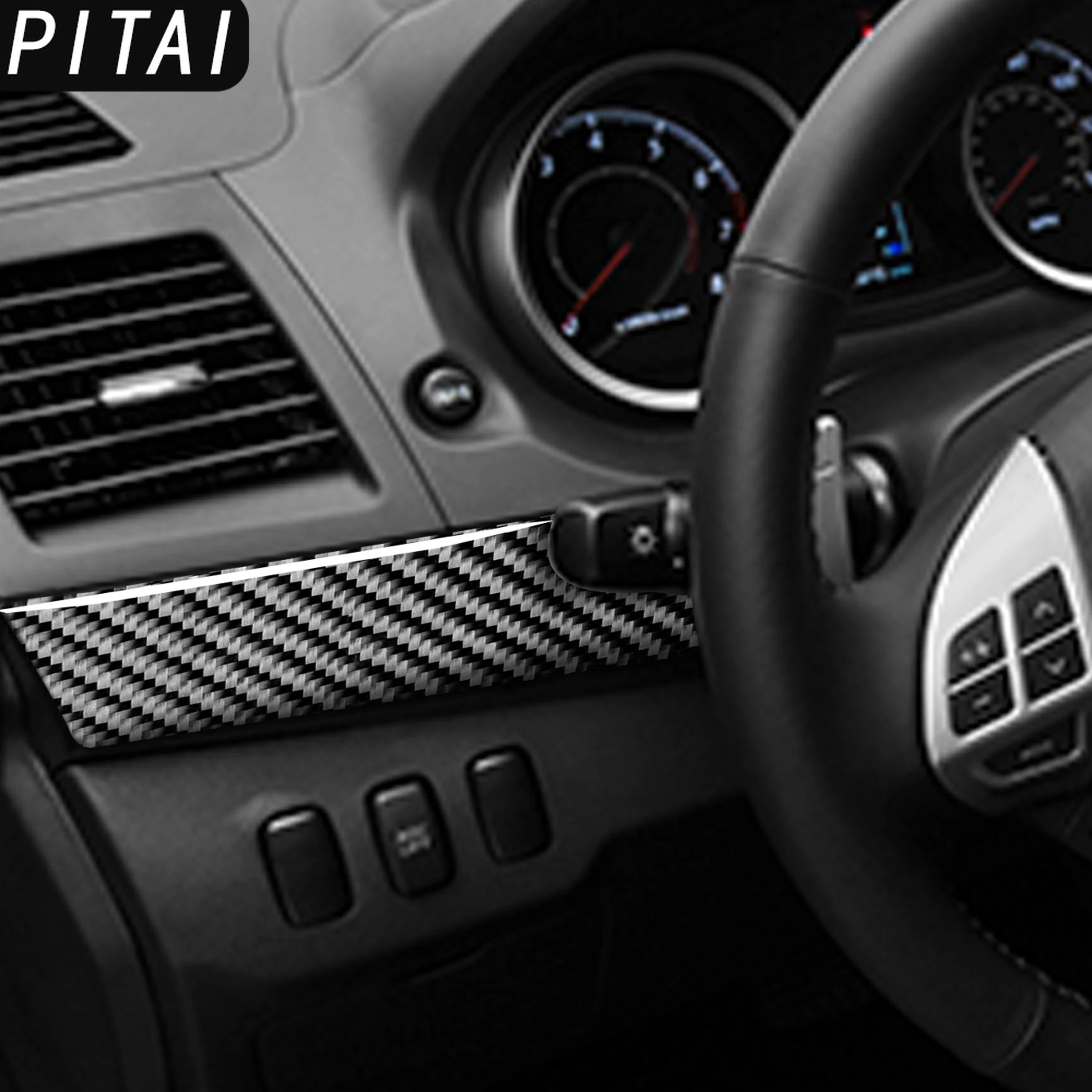 For Mitsubishi Lancer GTS ES DE 08-15 Carbon Fiber Dash Center Console Panel Trim Strips Interior Decoration Accessories Sticker