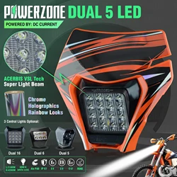 PowerZone Motorcycle LED Headlight For KTM EXC SXF MX Headlamp Head Lights Supermoto Fairing Dirt Bike Enduro LED Headlight