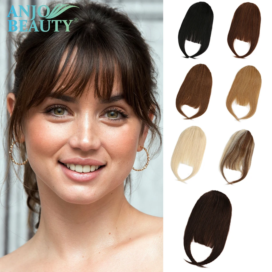 Human Hair Bangs Front 3 Clips Natural Hair Bangs OverHead Clip In Hair Extensions 8inch 20g Black Brown Blonde