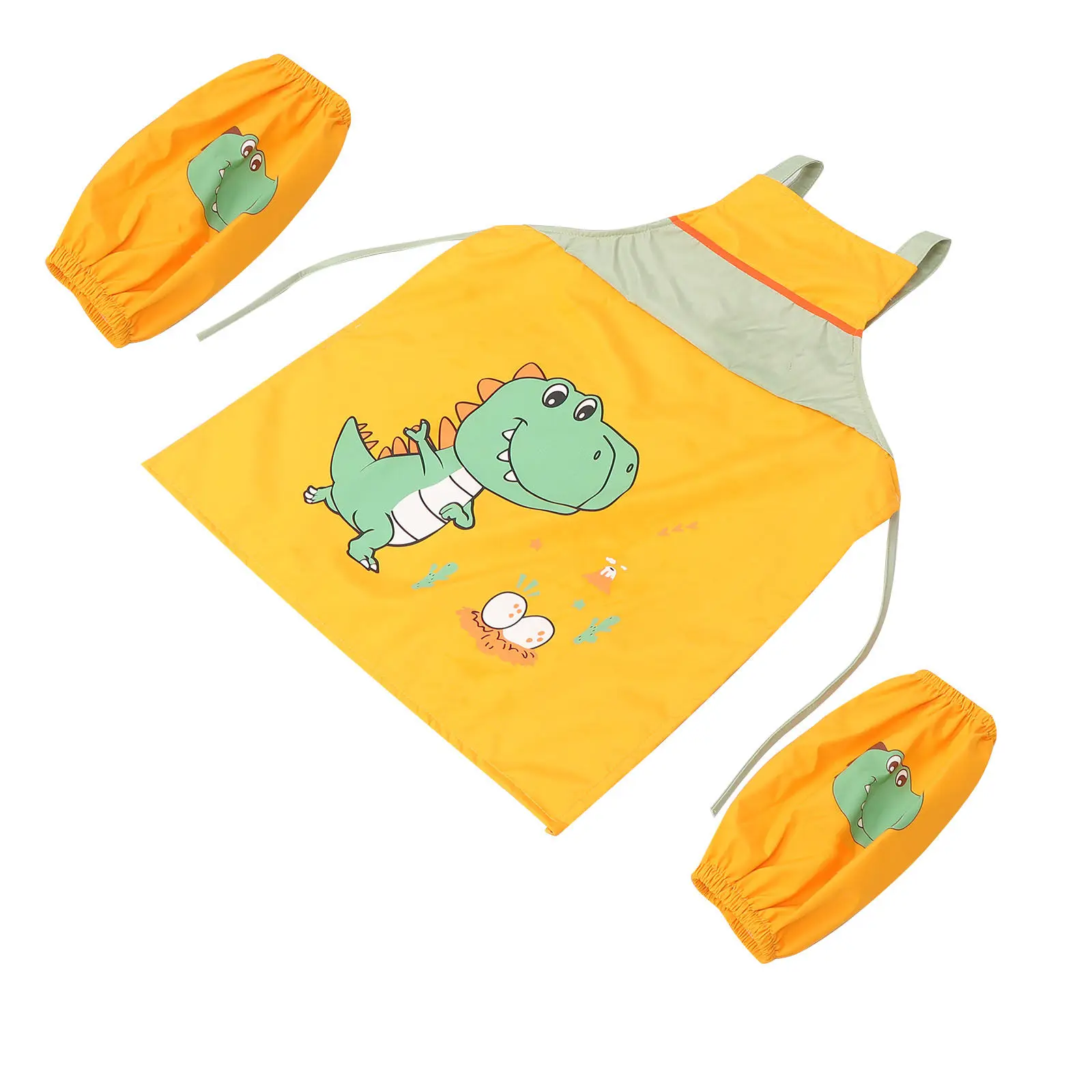 

Dinosaur Kids Apron Cartoon Children Waterproof Oversleeve Toddler Painting Protect Clothes Easy Wash Stain Resistant Home Daily