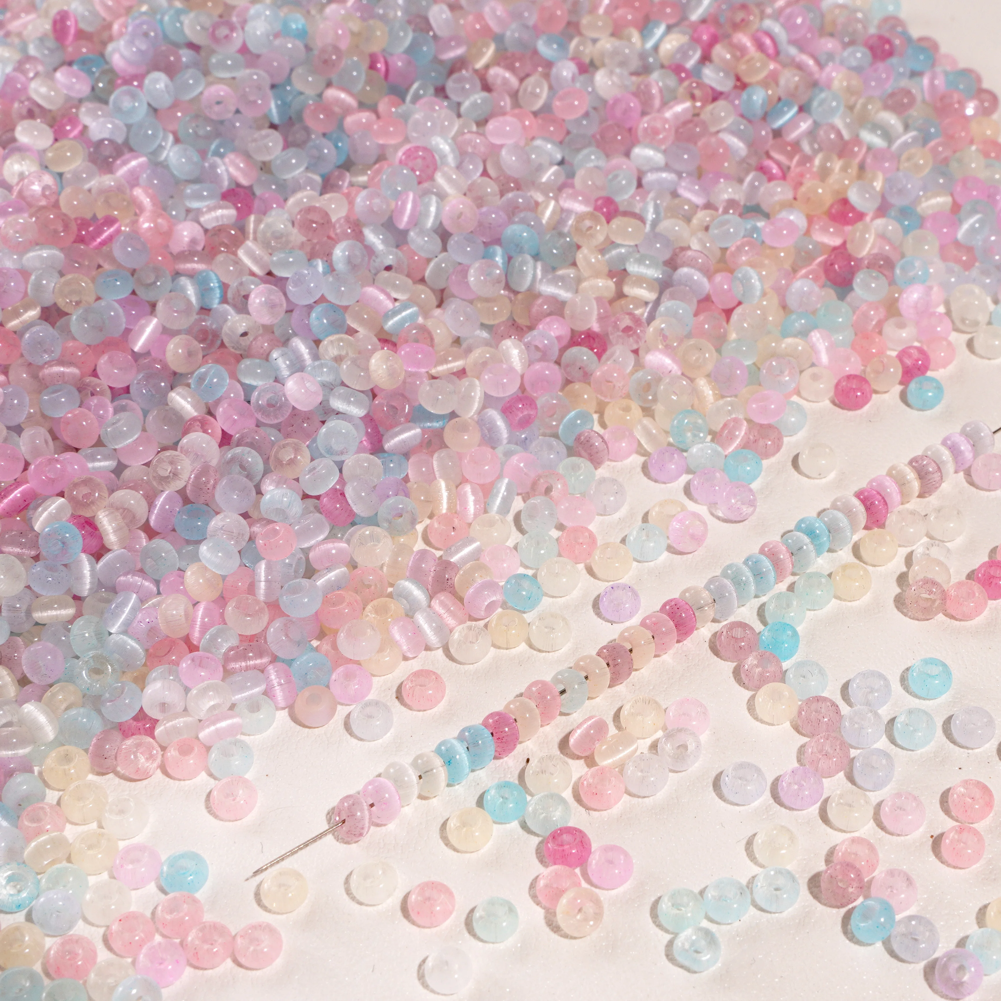 90-180 Uds. Cuentas de arroz de cristal coloridas, cuentas de ojo de gato, cuentas espaciadoras sueltas para hacer joyería DIY hecha a mano, accesorios para collar y pulsera