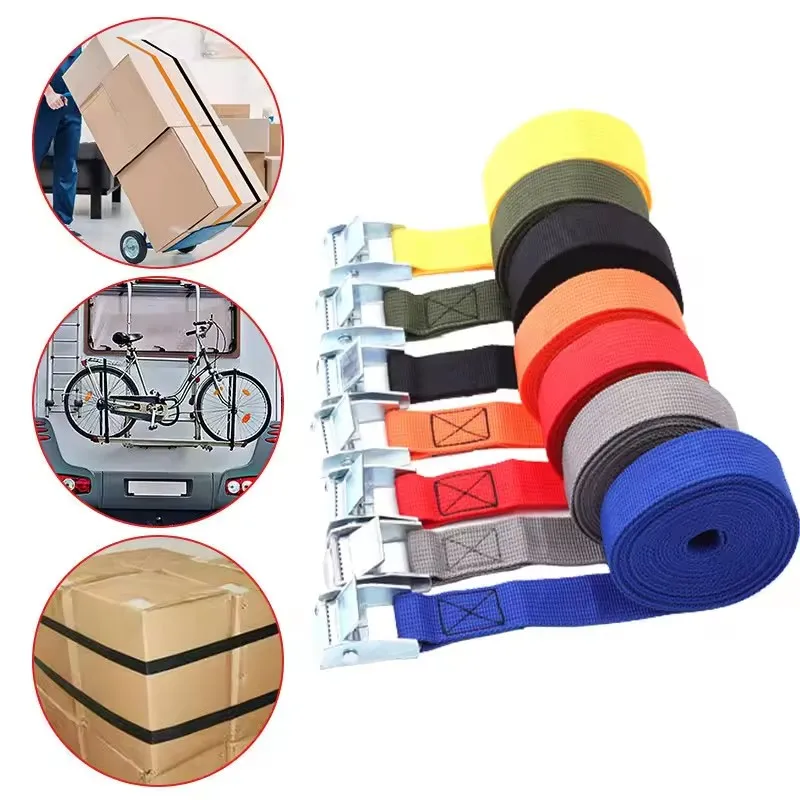 5M*25mm Car Tension Rope Tie Down Strap Strong Ratchet Belt Luggage Bag Cargo Lashing With Metal Buckle Tow Rope Tensioner