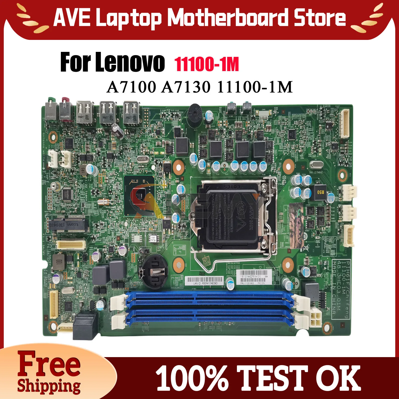

11100-1M For Lenovo ThinkCentre A7180 A7100 A7130 A7190 A710E M62Z All-in-One Motherboard With PIH61F 100% Fully Tested