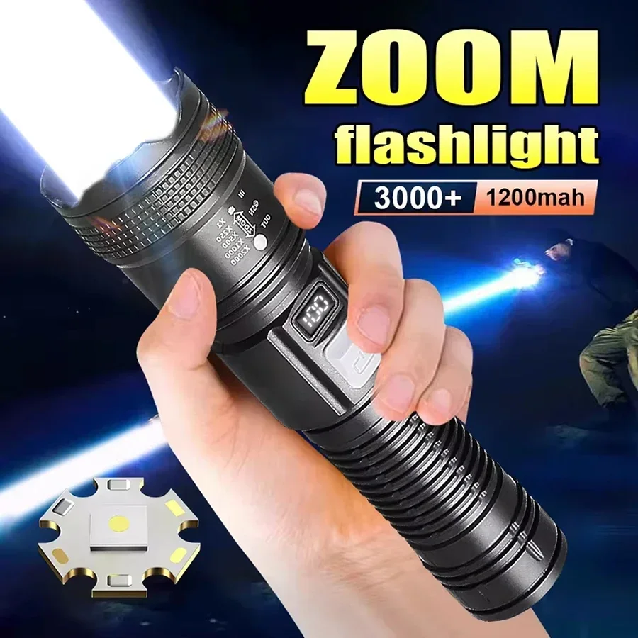 Powerful Rechargeable LED Flashlights High Power Tactical Flashlight Telescopic Zoom Torch Lamp Outdoor Fishing Camping Lantern