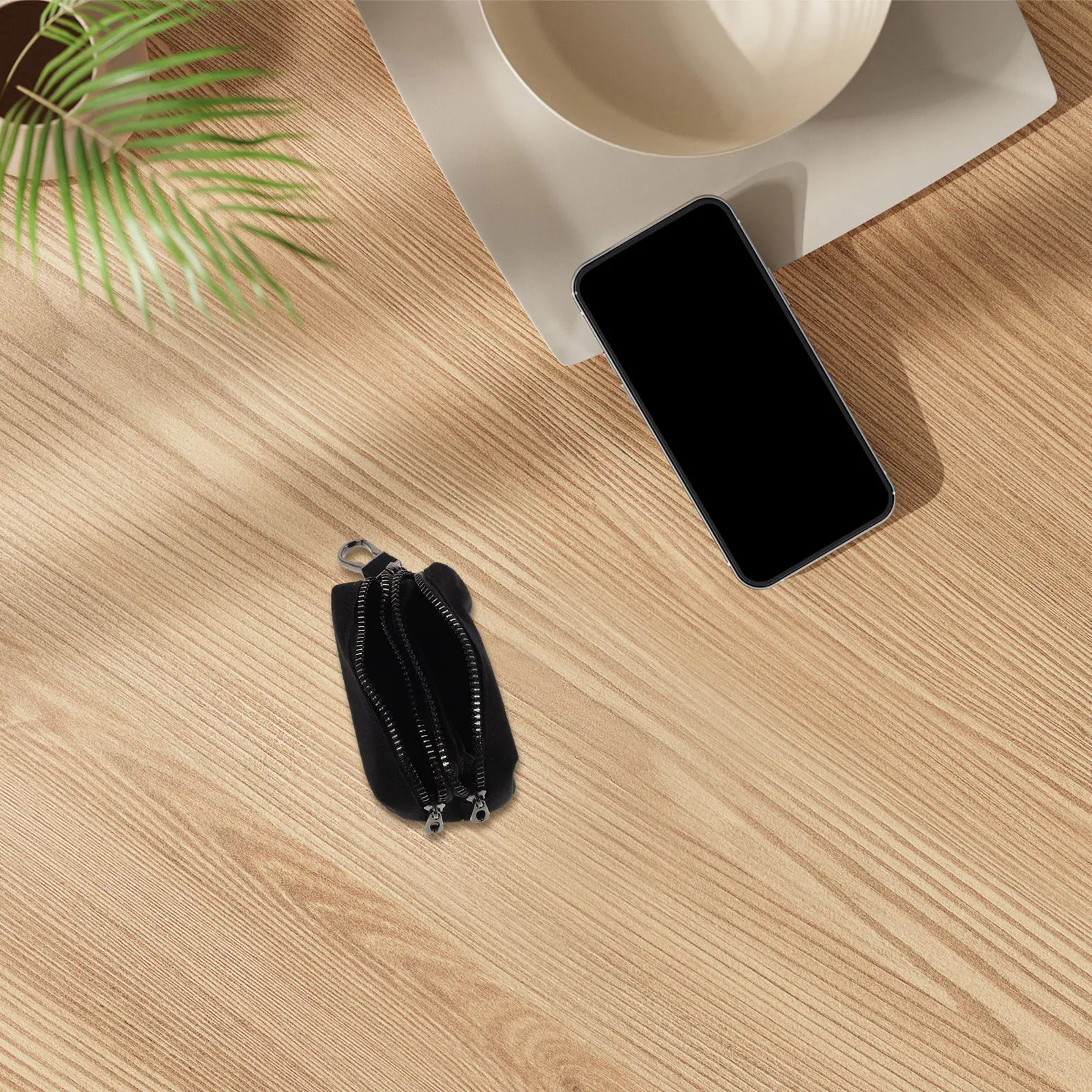 

Вместительный чехол для автомобильных ключей из ПУ, защитный футляр на молнии, компактный мини-органайзер для ключей, монет, карт, брелок для автомобиля