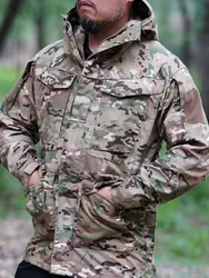 Mens M65 Windbreaker Tactical Jacket Fleece Liner Autumn Winter Outdoor Hiking Climbing Warm Hooded Coat Camouflage Work Clothes