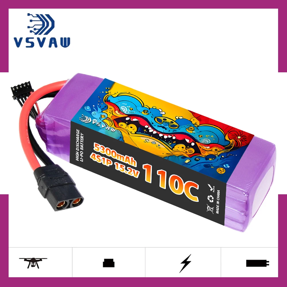 MAX Upgrade 110C/220C VSVAW 5300mAh 15.2V 4S Lipo Battery HV Remote Control Car Model Ship Model FPV Toy Lithium ion Battery