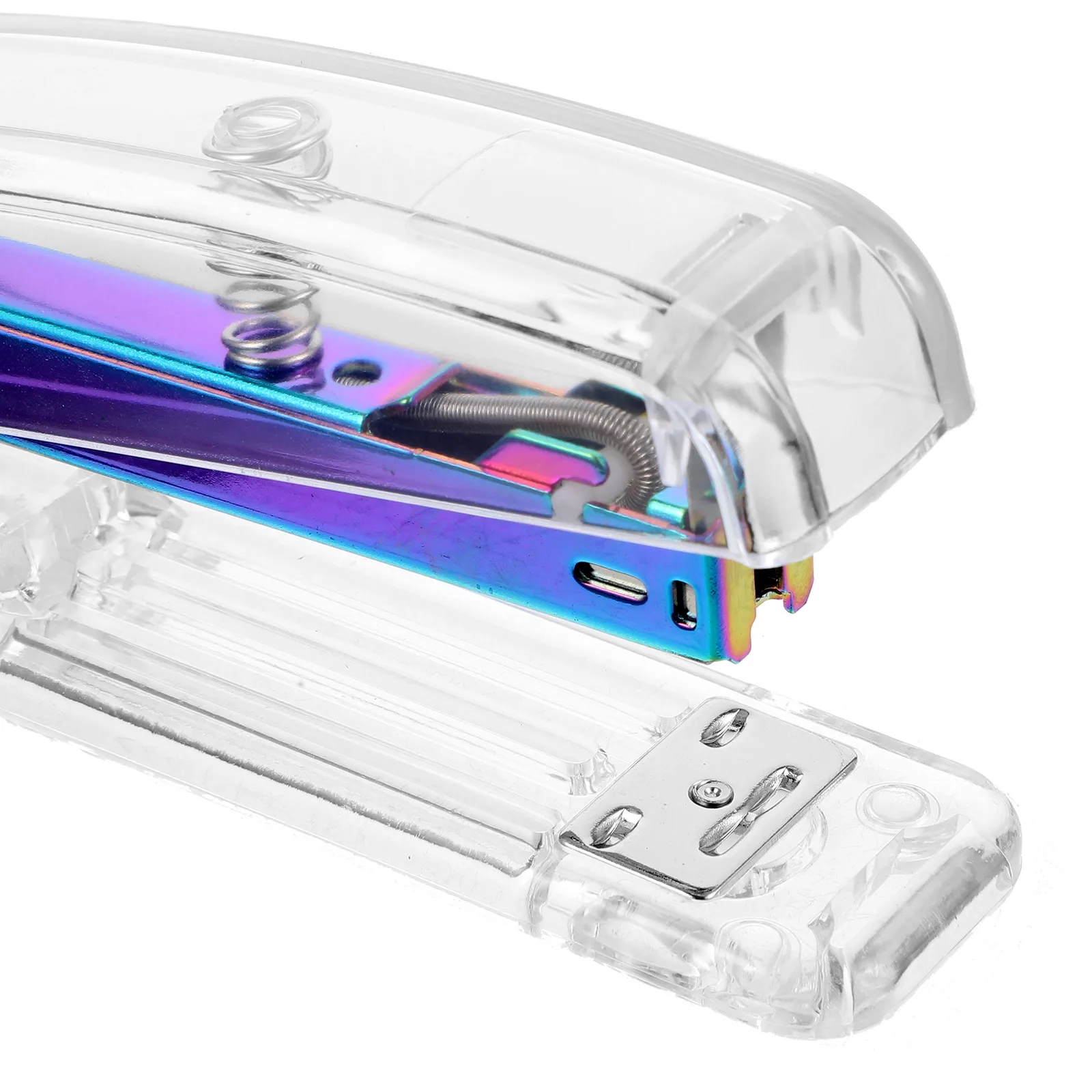 

Rose Gold Stapler Office Supplies Lightweight Compact Transparent Plastic Desk Stationery Cute Aesthetic Use