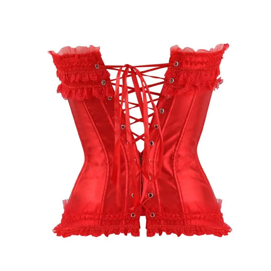 Sexy Spitze Overbust Korsett Top Frauen Vintage Satin Schleife Bustier Dessous mit Reiß verschluss plus Größe Body Shaper Burlesque Korsetts – Detail 16