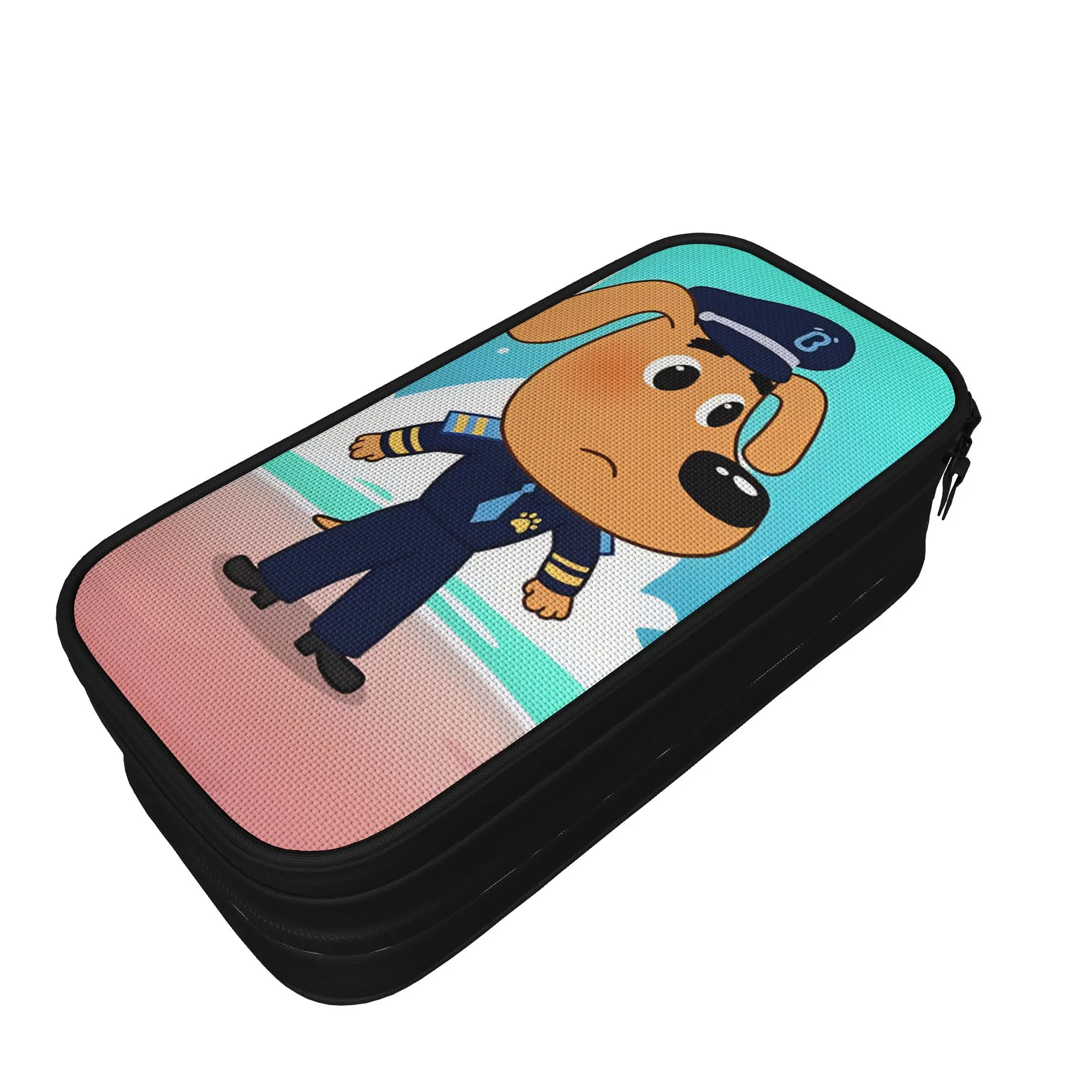 Cute Pencil Case Sheriff Labrador  Pencil Pouch  Back To School Pencil Cases Boy Girl Double Layer Custom Stationery Organizer