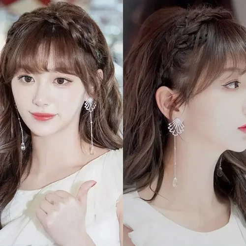 Imagen 2 del producto Diadema ancha trenzada de espina de pescado, diadema trenzada de alta calidad, Aro para el cabello, 2024