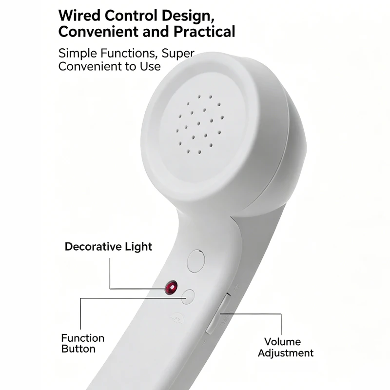 Retro Mobile Phone Handset Headphone Type-C Tangle Free Wire Landline Handle Receiver Telephone Style Handheld Phone Receiver