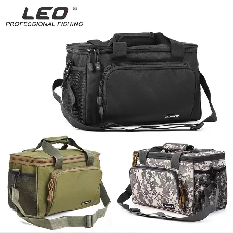 Leo 23*36*22cm Fishing Bag Nylon Large Capacity Multi-Purpose Fishing Tackle Bag Two-Layer Outdoor Shoulder Bag Fishing Backpack