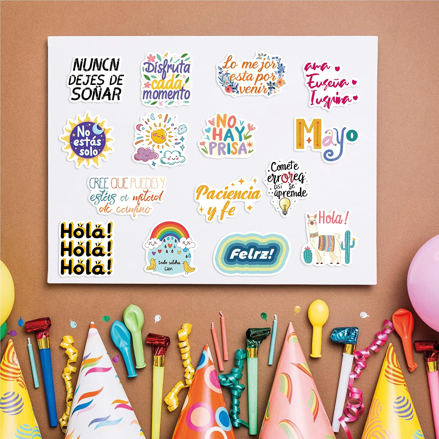 50PCS Spanish Motivational Stickers Cute and Exquisite Materials Decal Phone Cases Laptop Suitcases Water Cup Waterproof Sticker image 6