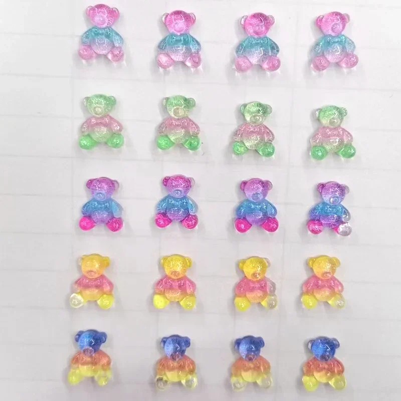 30pcs Rainbow bear Flatback Cabochon Rhinestones crystal applique Crystal Nail art designs HQ41