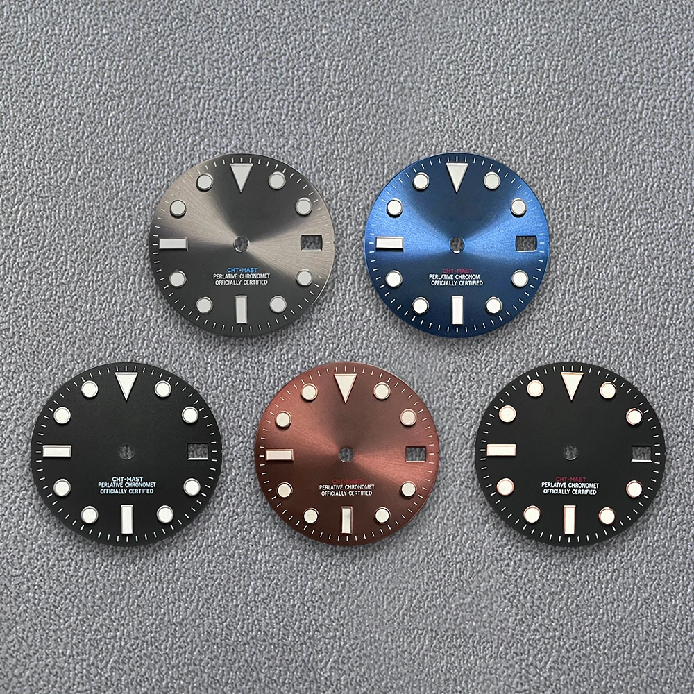 

28.5mm S Logo Sunray Dial Suitable For NH35/NH36/4R Japanese Automatic Movement Ice Blue Luminous Watch Modification Accessories