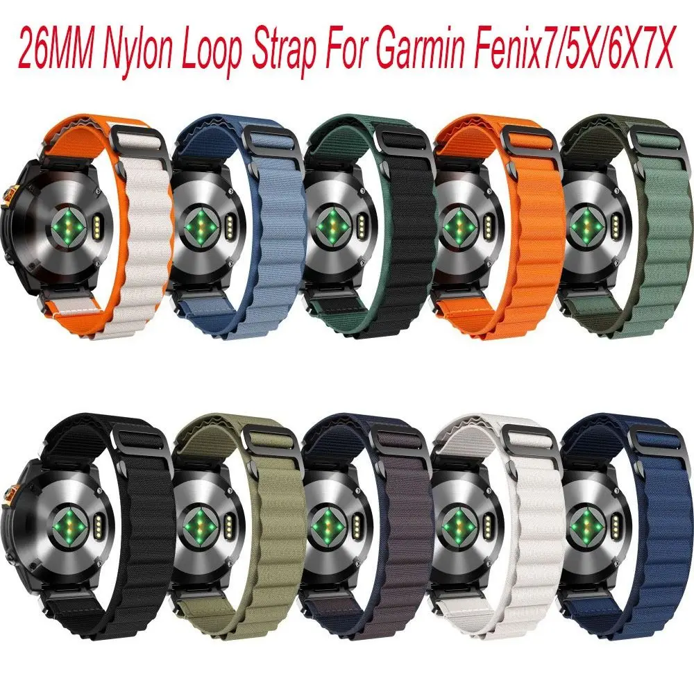 Nylon-Uhrenarmband-Ersatz, flexibles Nylon-Schlaufenarmband, modisches Smartwatch-Armband für Garmin Fenix7/5X/6X7X