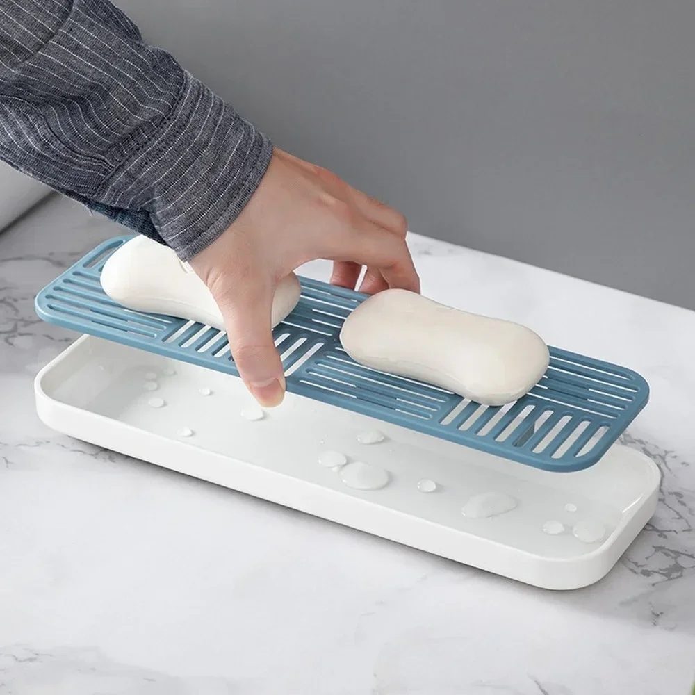 Sink Soap Organzier Rack Plastic Bathroom Storage Trays Sponge Holder Tableware Drain Storage Dish Kitchen Storage Accessories