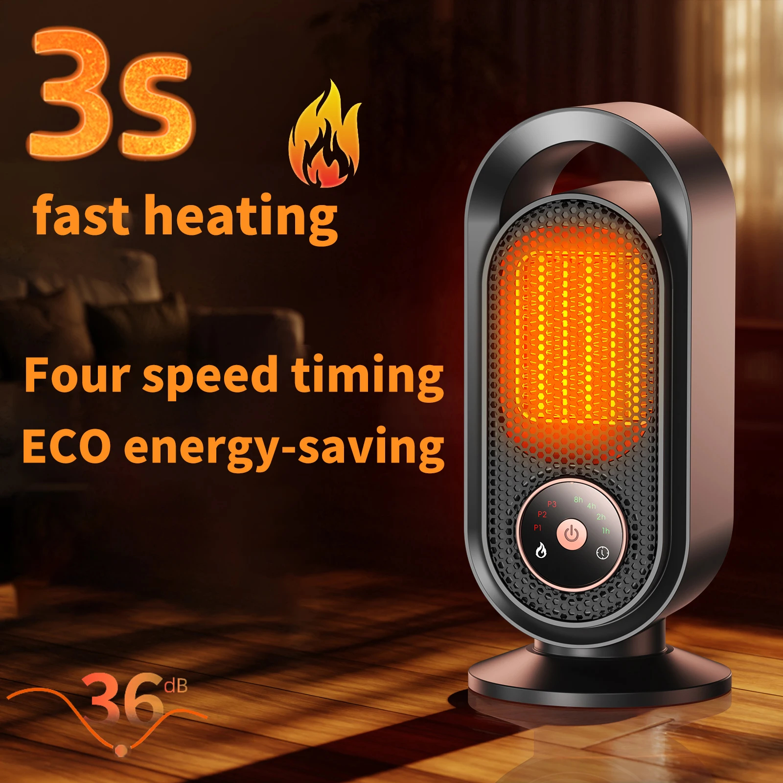 

3-секундный нагреватель с быстрым нагревом, бытовой энергосберегающий сенсорный небольшой мощный обогреватель, настольный нагреватель с отключением питания и таймером