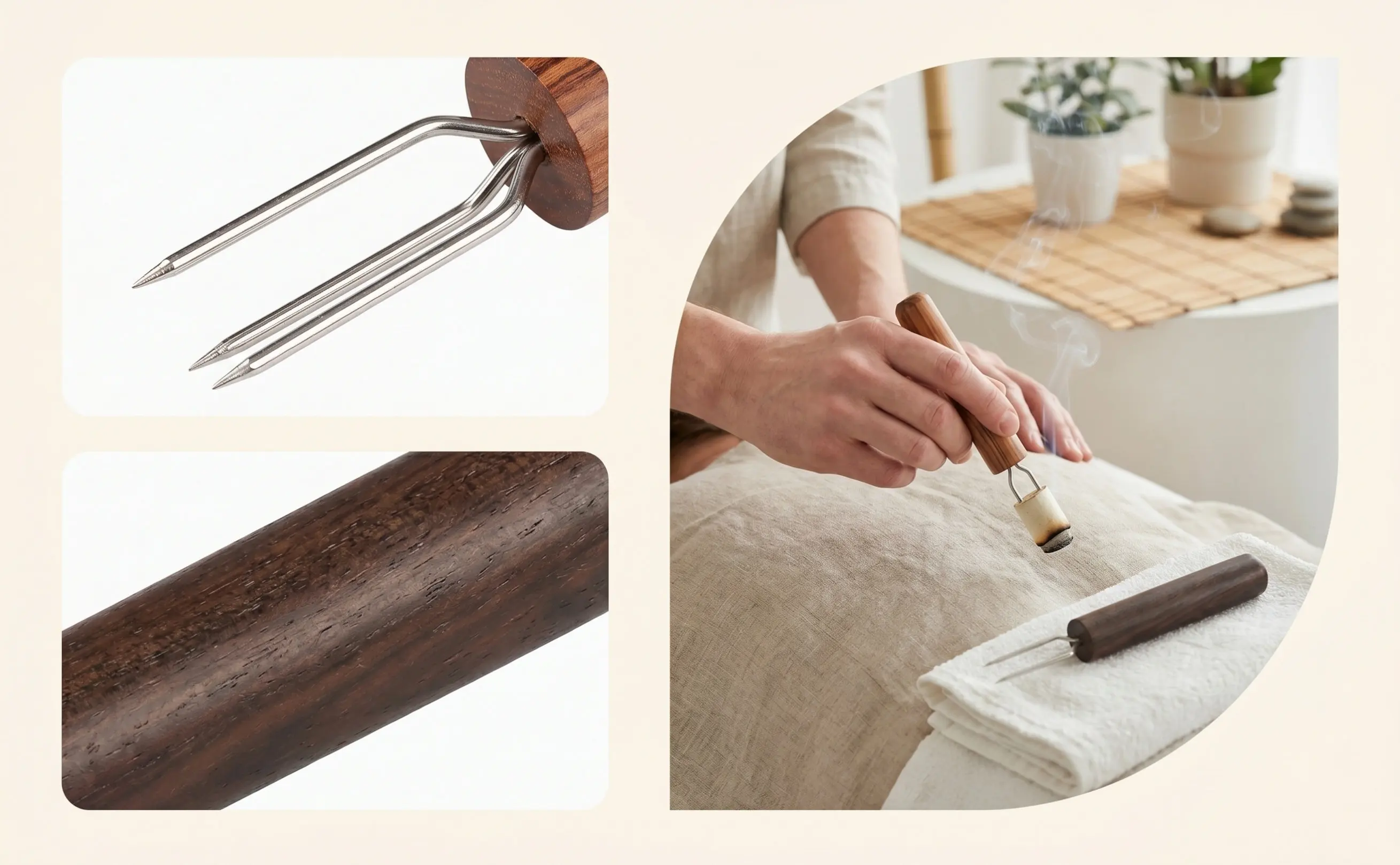2Pcs Moxibustion Prolong Fork High Quality Wood Handle Moxa Roll Extension Tool Portable Moxibustion Holder Moxa Roll Extender