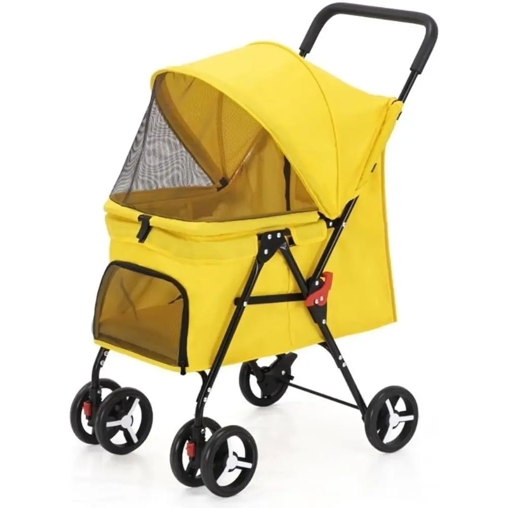 

Съемная и складная легкая коляска для домашних животных для средних собак и кошек желтого цвета