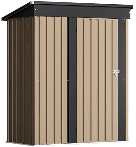 Outdoor Storage Shed 5 x 3 FT Lockable Metal Garden Shed Steel Anti-Corrosion Storage House with Single Lockable Door