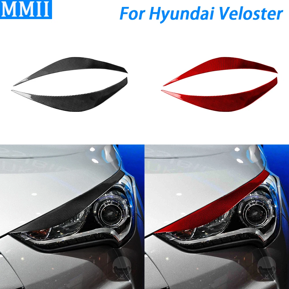 

For Hyundai Veloster 2011-2017 Carbon Fiber Headlight Eyelid Eyebrow Panel Cover Decorative Car Decoration Accessories Sticker