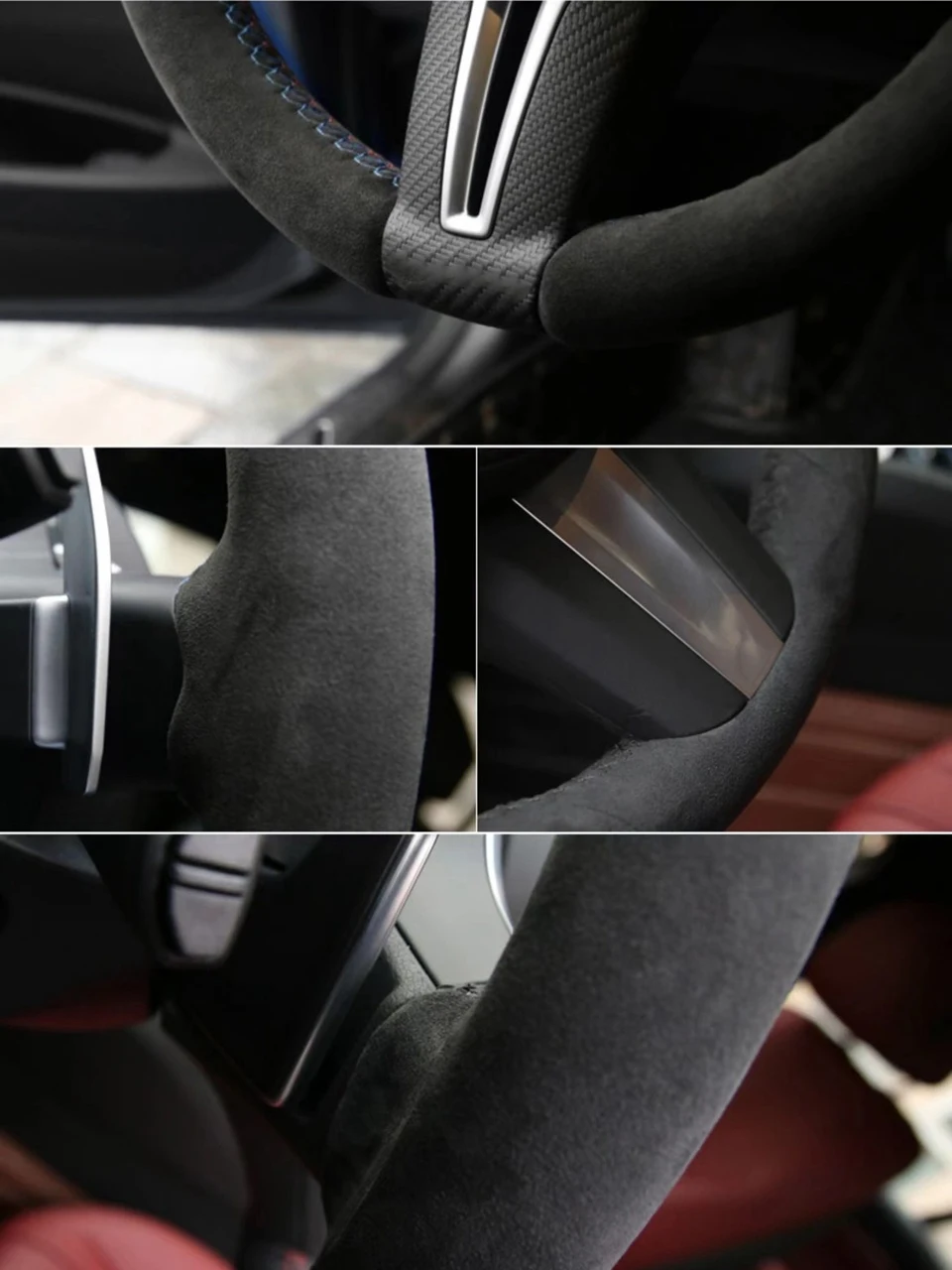 Auto-Innenzubehör Handgenähter Atmungsaktiver Wildleder-Lenkradbezug für Mazda 3 Axela CX-30 MX-30 2019-2022 – Detail 3