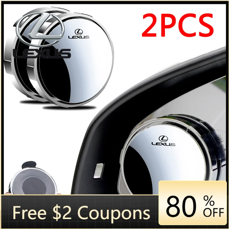 

Emblems 2Pcs Round Frame Convex Blind Spot Mirror Wide-angle Adjustable Rearview Mirror For Lexus ES RX NX LS UX LM LX GX LC RZ