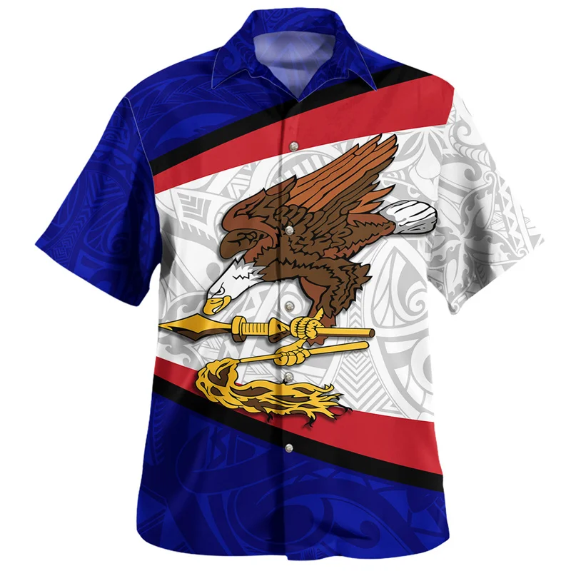 

Vintage Summer 3D Printing Polynesian Samoa Flag Shirts For Men Samoa Coat Of Arms Graphic Shirts & Blouses Fashion Women Shirt