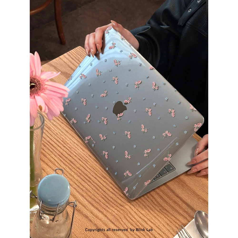 

Pink Blue Floral Laptop Case For MacBook Neo New Air Pro 13 14 15 16 M1 M2 M3 M4 M5 Chip Hard Cover For Macbook Protective Case