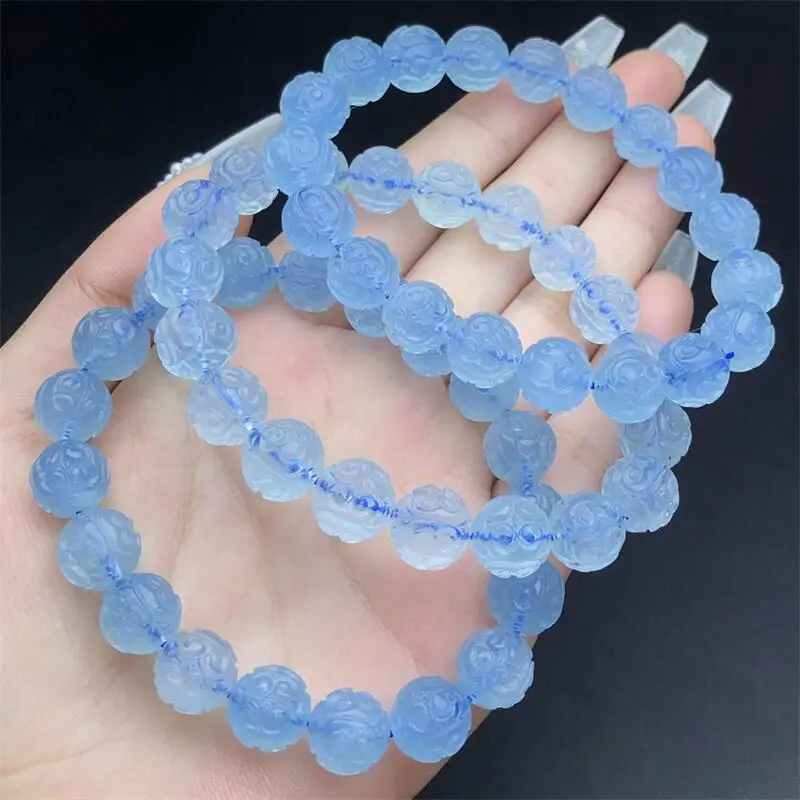 10MM Natural Aquamarine Mosaic Bead Bracelet Colorful Gemstone Bead Strings Fashion Beautifully Jewelry For Men Women Gift 1PCS